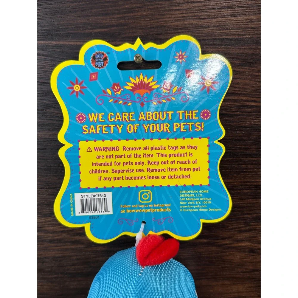 Bow Wow Pet Fiesta Fish Taco Squeak Crinkle Dog Toy Blue Red‎ New